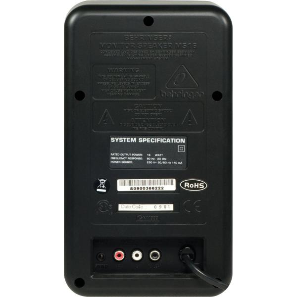 Behringer MS16 Active 2-Way Personal Monitor System سماعة مونيتور مع باور من بهرنجر بقوة 2*8وات تقنية المانية تستخدم للاستوديو أو كسماعة إيمام  صوت مناسب واداء مميز